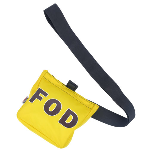 Front view of FOD bag with belt laid down unlooped