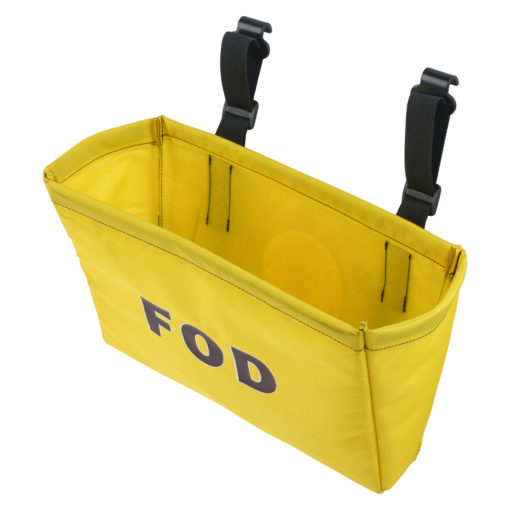 Top down right angle view of small hanging FOD bag