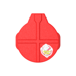 Top-down view of 6-gallon red FOD bin.