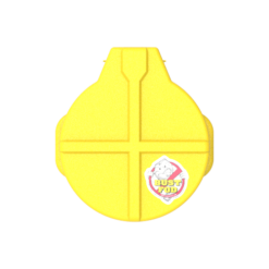 Top-down view of a 6-gallon yellow FOD container with a Boltman sticker on the lid.
