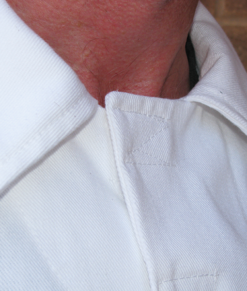 The FOD SUIT™ safety coveralls. Velcro overalls chest and neck closures.
