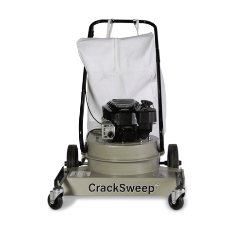 CrackSweep walk behind vacuum sweeper machine front view