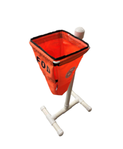 Top down right angle view of a tree stand for small cone FOD bags