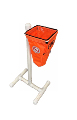 Top down left angle view of a tree stand for small cone FOD bags