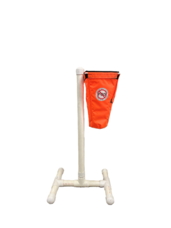 Left side view of a tree stand for small cone FOD bags