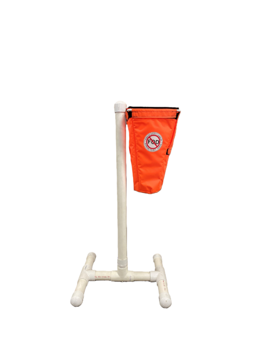 Left side view of a tree stand for small cone FOD bags